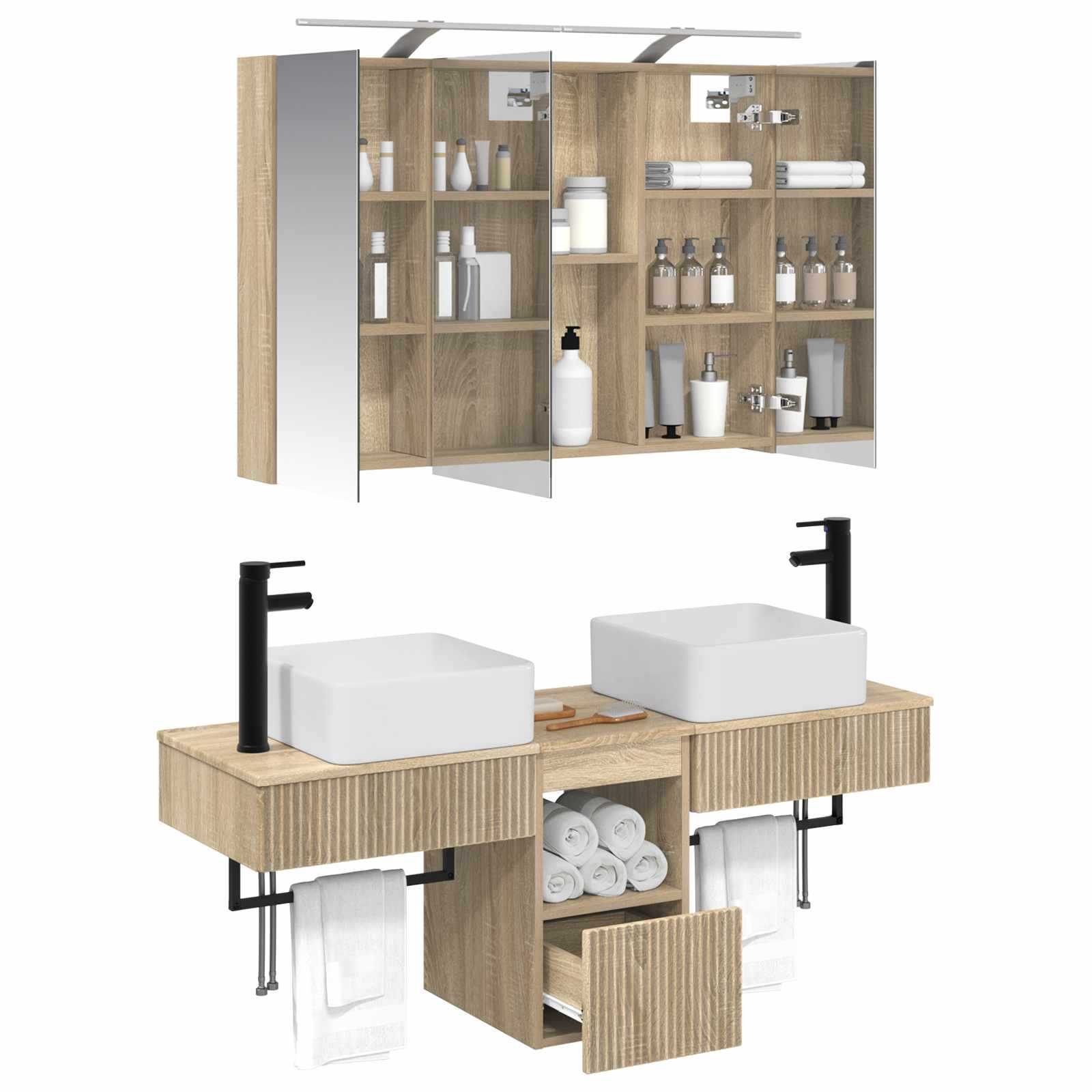 Set ormarića za kupaonicu 4 pcs Hrast sonoma 100 x 14,5 x 70 cm