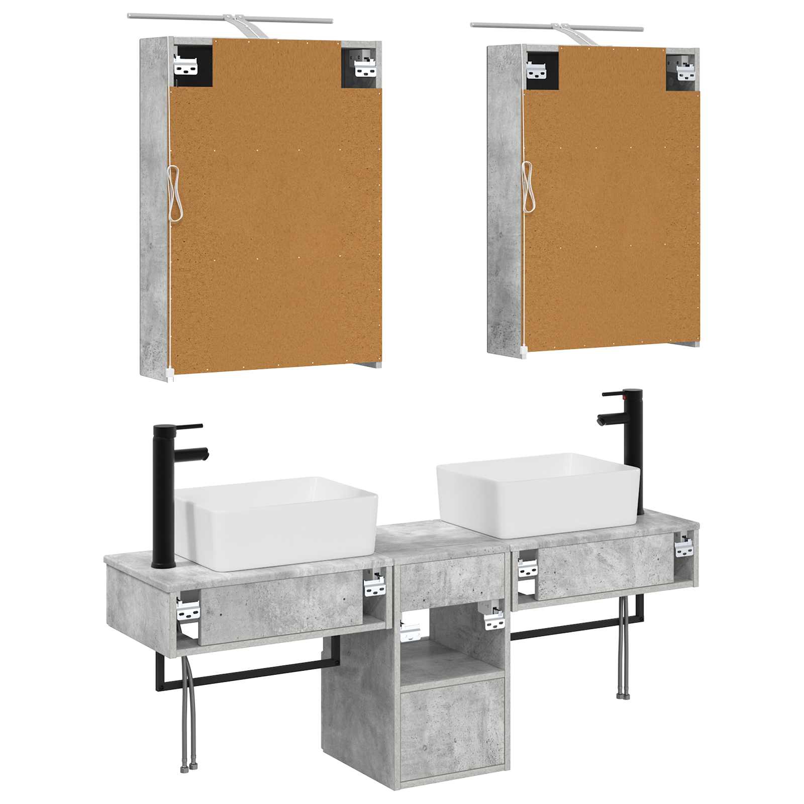 Set ormarića za kupaonicu 5 pcs Betonska siva 50 x 14,5 x 70 cm
