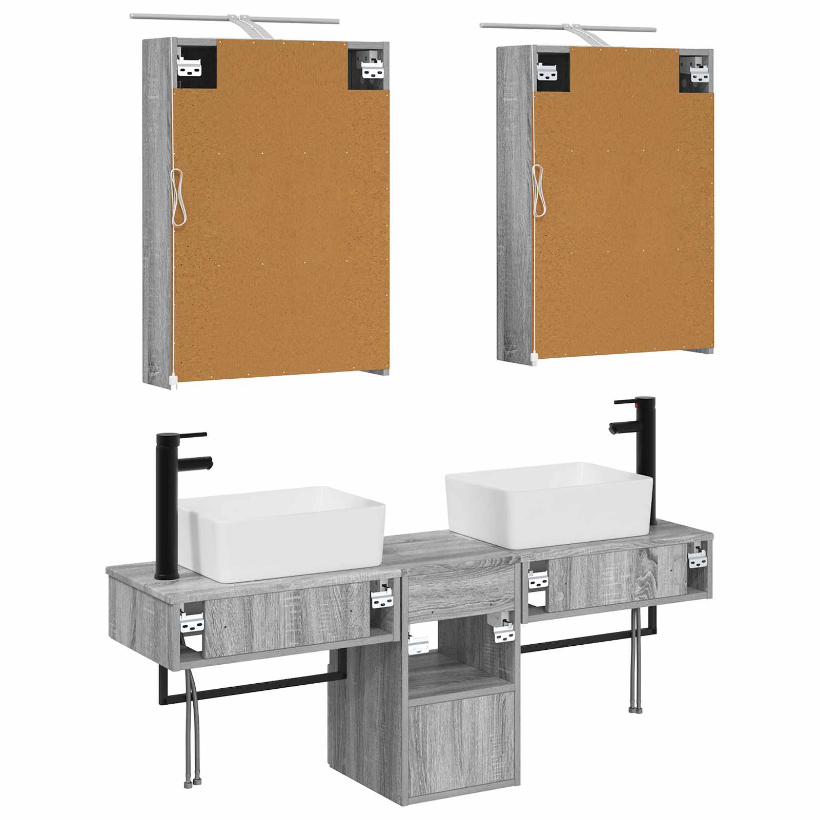 Set ormarića za kupaonicu 5 pcs Siva Sonoma 50 x 14,5 x 70 cm