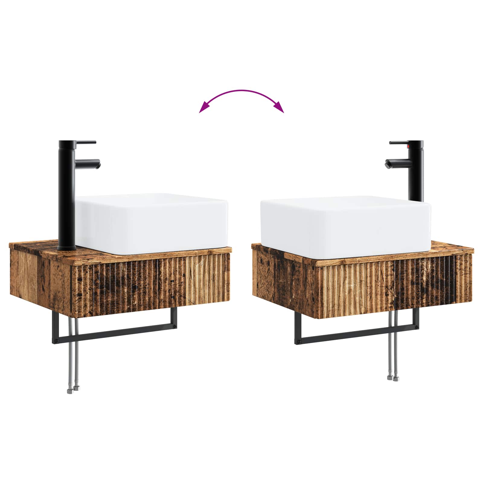 Set ormarića za kupaonicu 5 pcs Staro drvo 50 x 14,5 x 70 cm