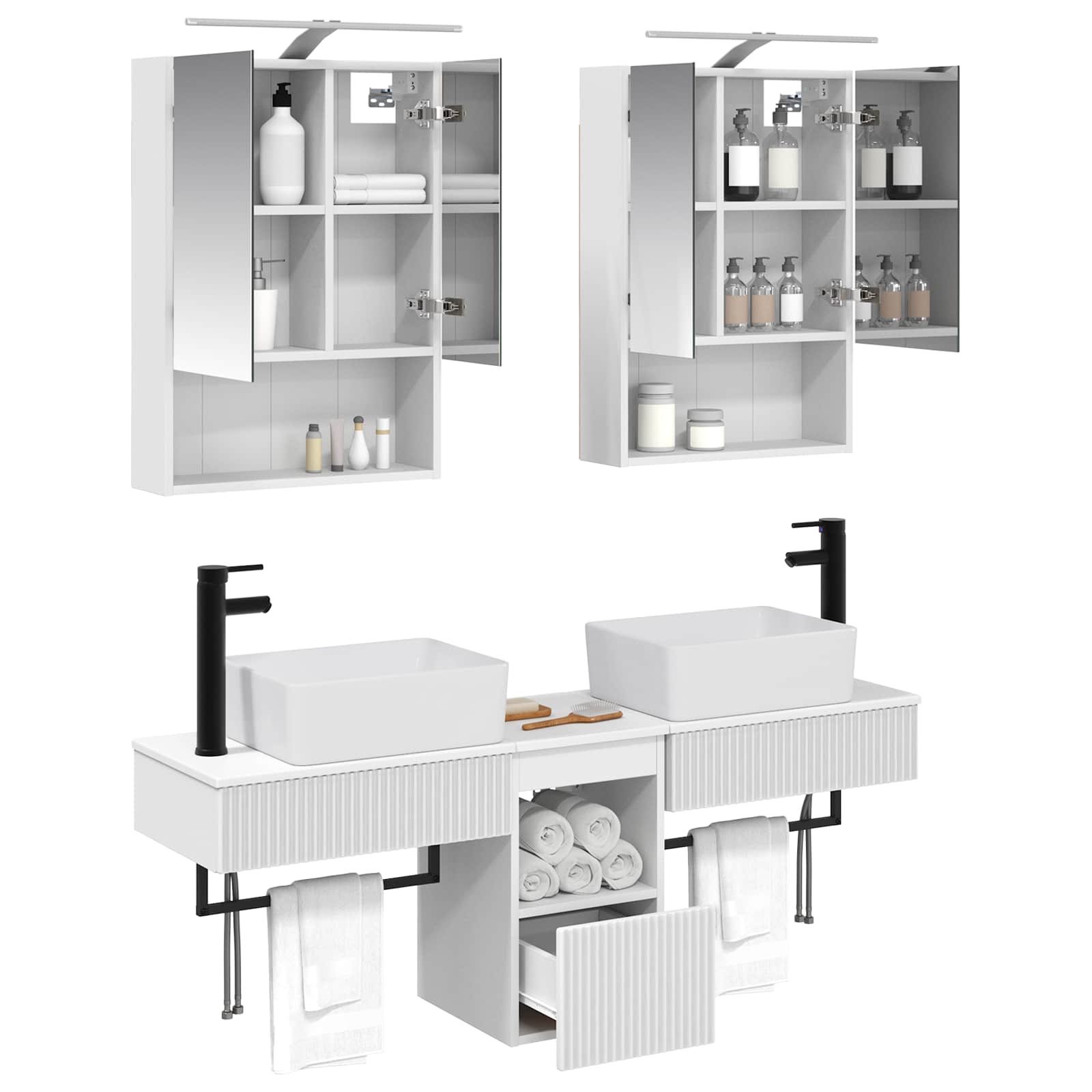 Set ormarića za kupaonicu 5 pcs Bijela 50 x 14,5 x 70 cm
