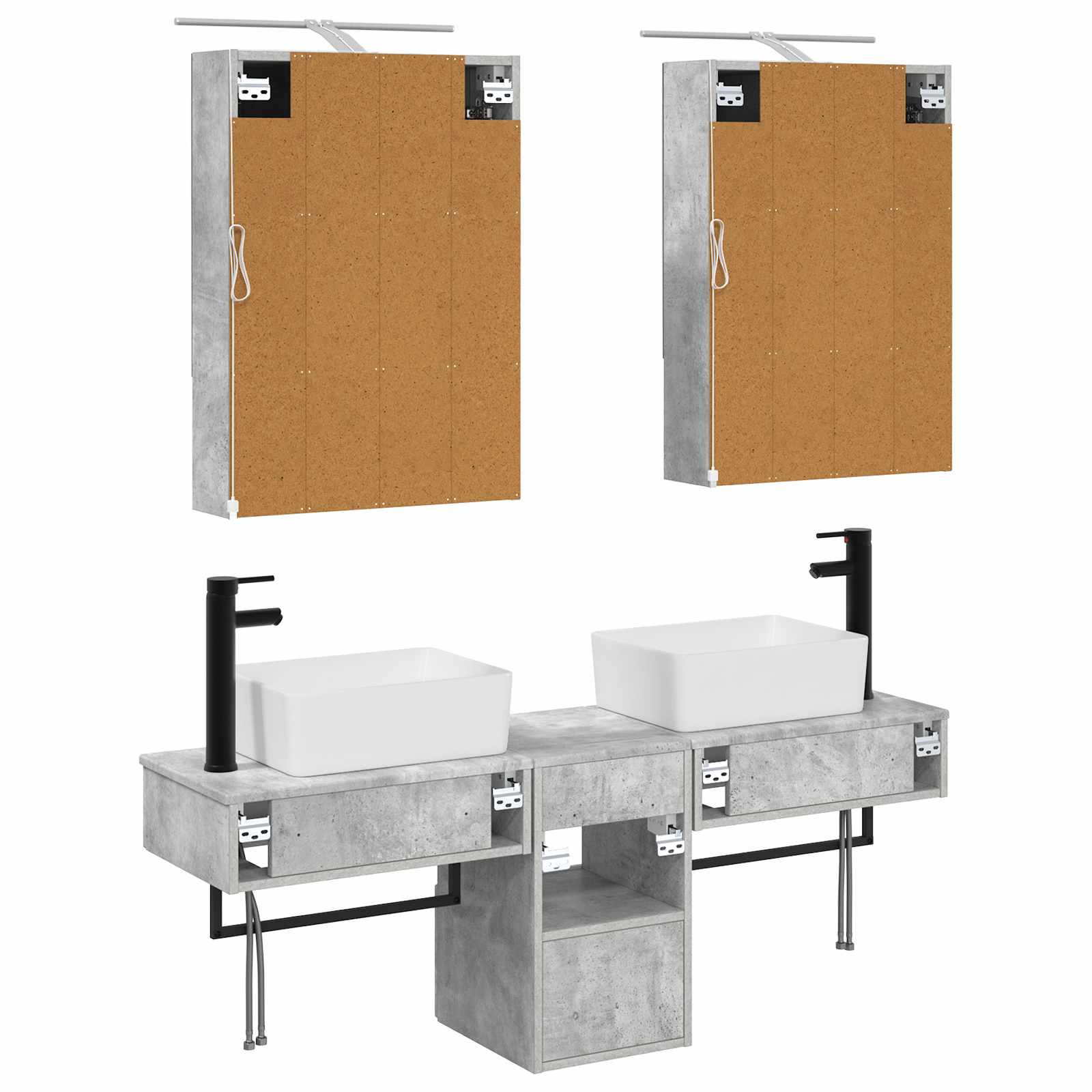 Set ormarića za kupaonicu 5 pcs Betonska siva 50 x 14,5 x 70 cm