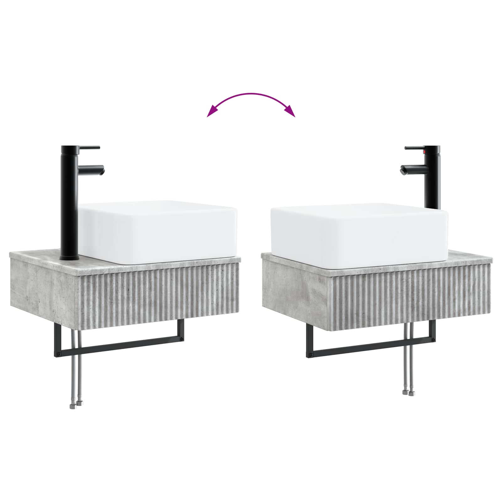 Set ormarića za kupaonicu 5 pcs Betonska siva 50 x 14,5 x 70 cm