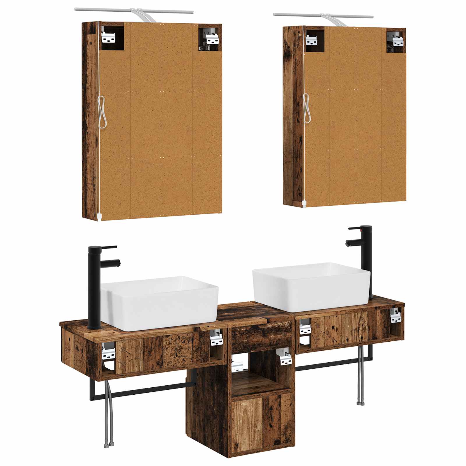 Set ormarića za kupaonicu 5 pcs Staro drvo 50 x 14,5 x 70 cm