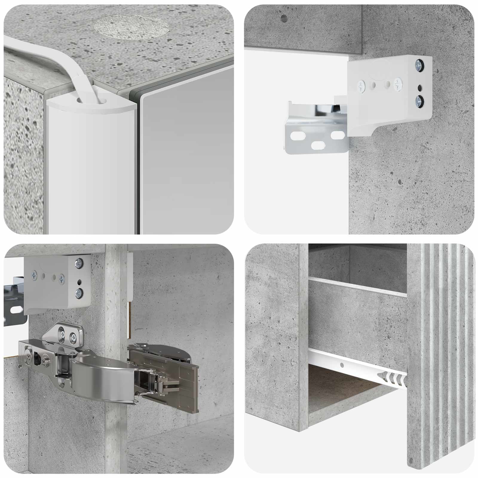 Set ormarića za kupaonicu 5 pcs Betonska siva 53 x 15,5 x 70 cm