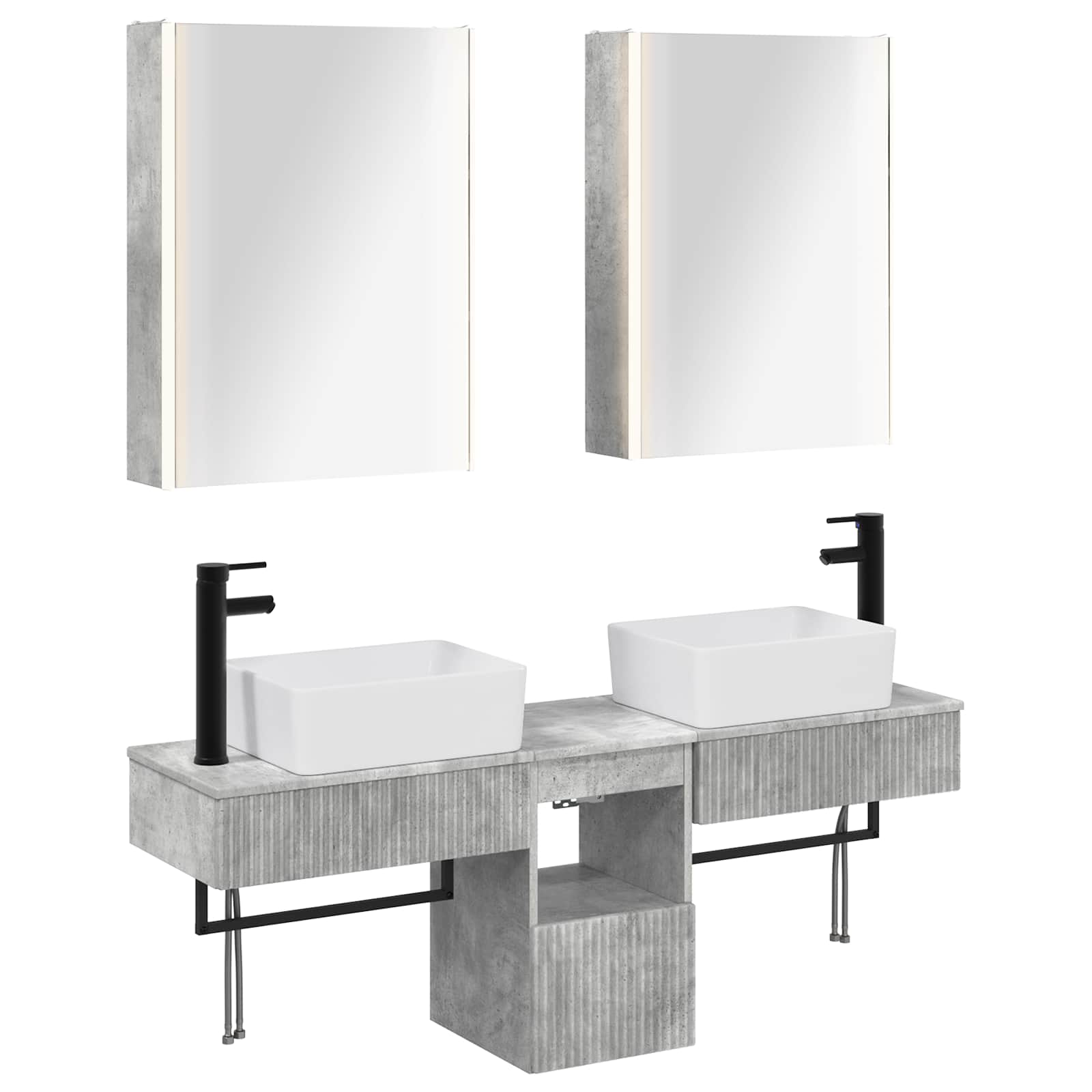 Set ormarića za kupaonicu 5 pcs Betonska siva 53 x 15,5 x 70 cm
