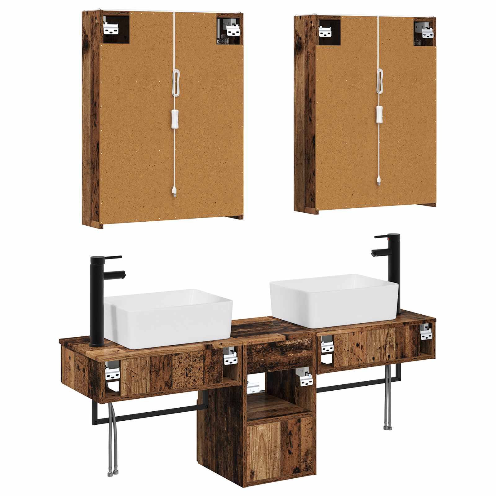 Set ormarića za kupaonicu 5 pcs Staro drvo 53 x 15,5 x 70 cm