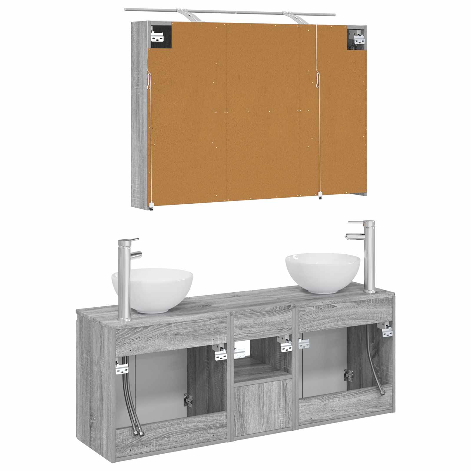 Set ormarića za kupaonicu 4 pcs Siva Sonoma 100 x 14,5 x 70 cm