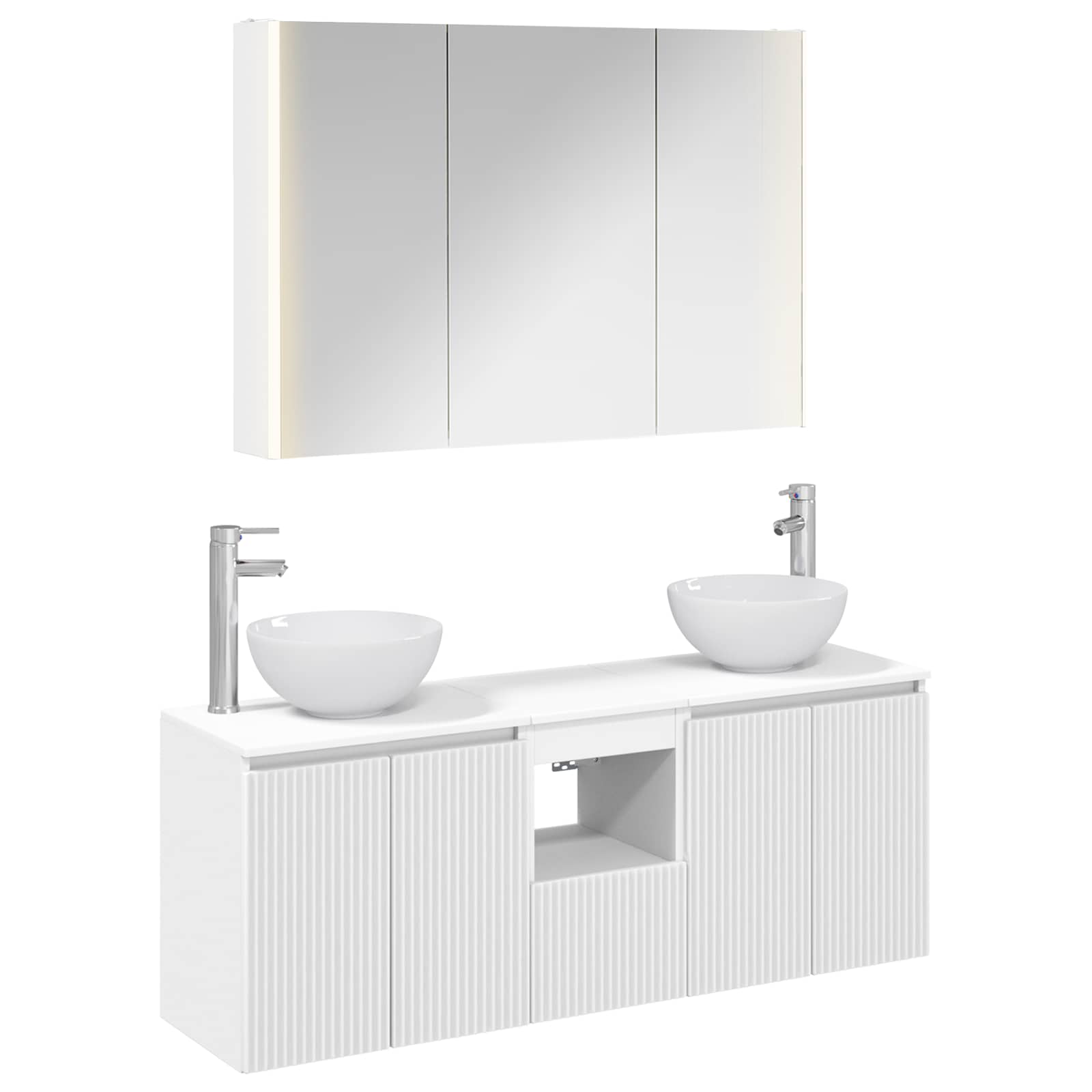 Set ormarića za kupaonicu 4 pcs Bijela 103,5 x 15,5 x 70 cm