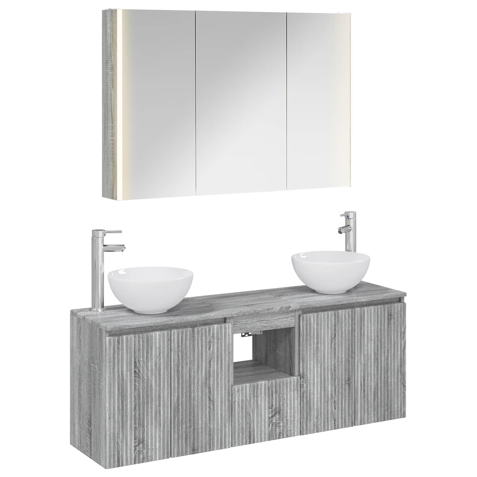 Set ormarića za kupaonicu 4 pcs Siva Sonoma