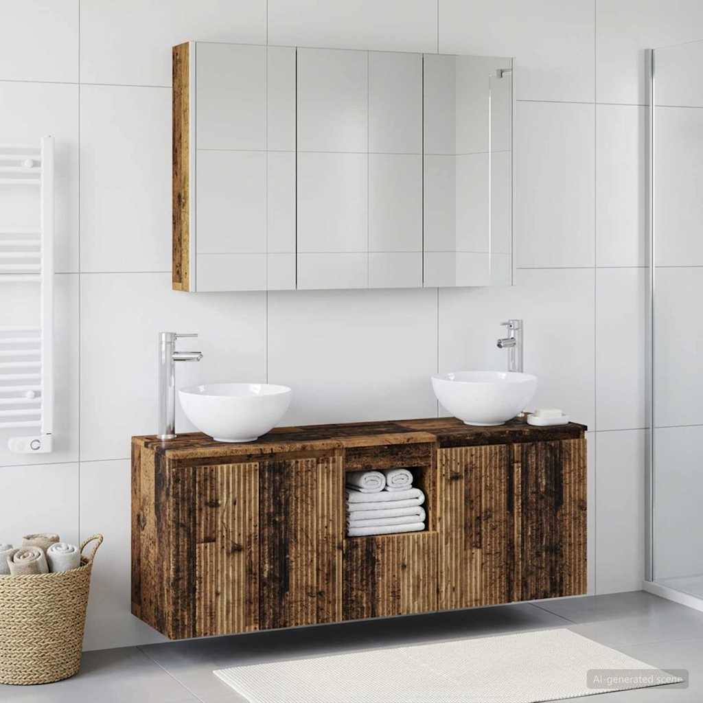 Set ormarića za kupaonicu 4 pcs Staro drvo 103,5 x 15,5 x 70 cm