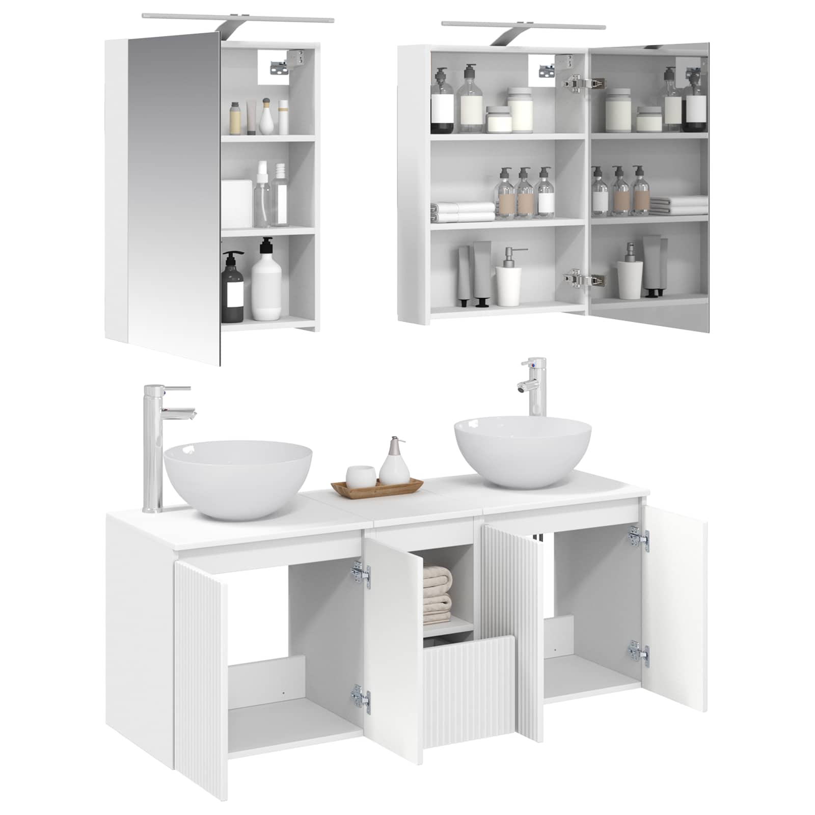 Set ormarića za kupaonicu 5 pcs Bijela 50 x 14,5 x 70 cm