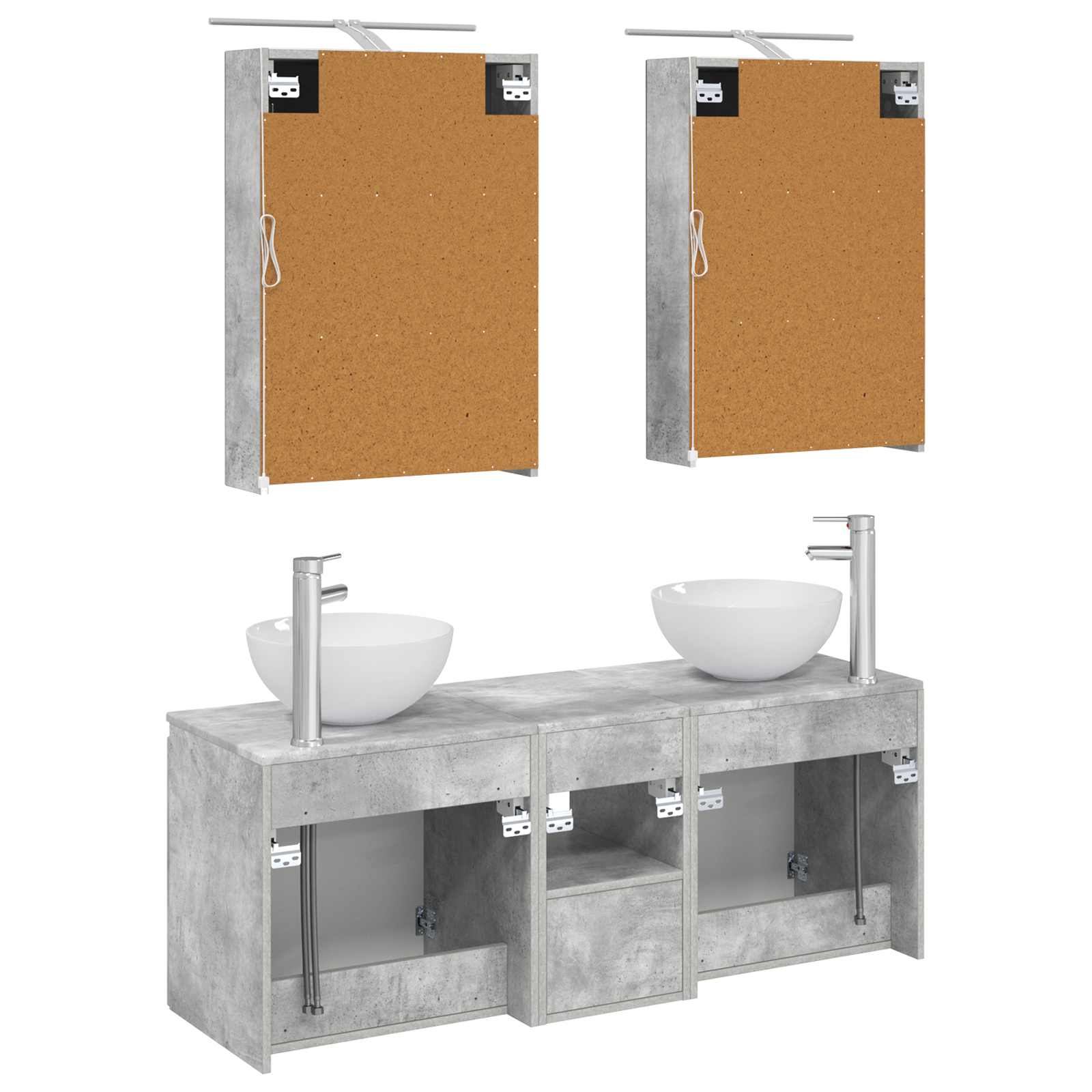 Set ormarića za kupaonicu 5 pcs Betonska siva 50 x 14,5 x 70 cm