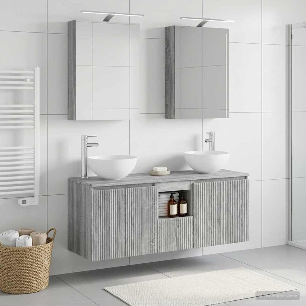 Set ormarića za kupaonicu 5 pcs Siva Sonoma 50 x 14,5 x 70 cm