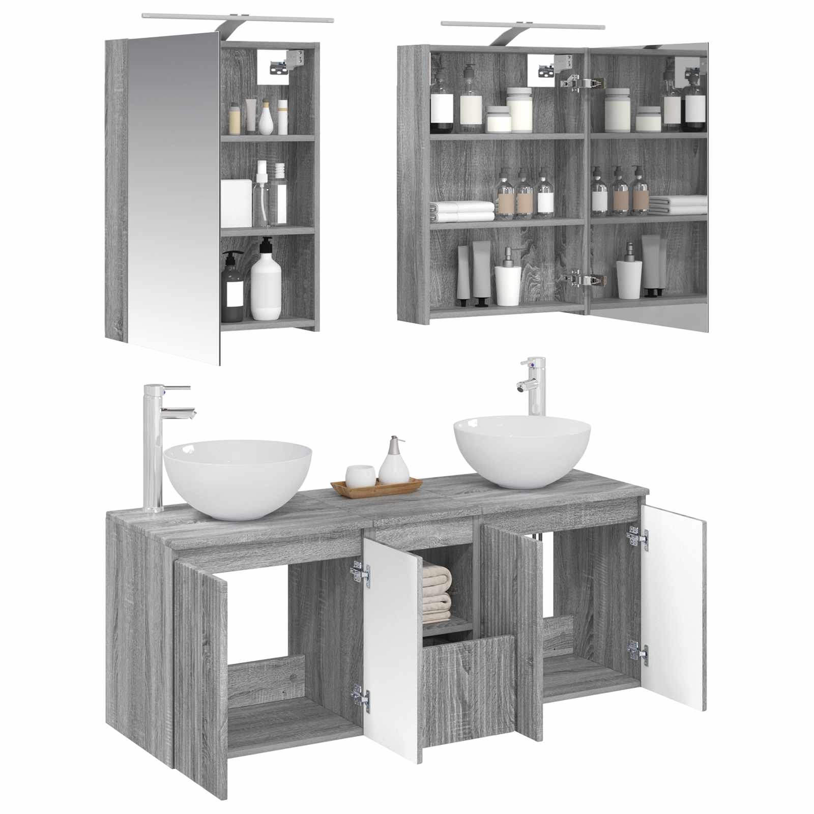 Set ormarića za kupaonicu 5 pcs Siva Sonoma 50 x 14,5 x 70 cm