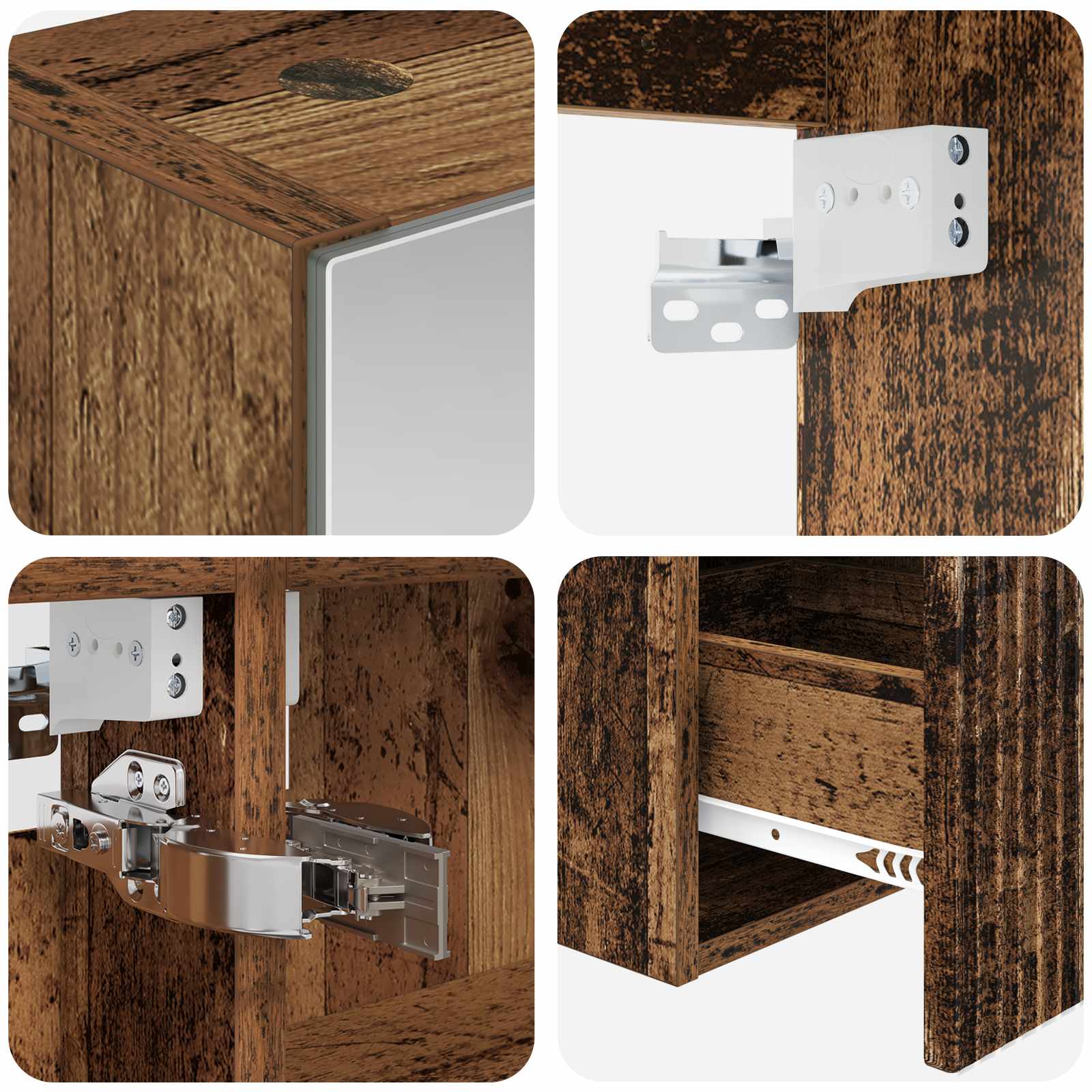 Set ormarića za kupaonicu 5 pcs Staro drvo 50 x 14,5 x 70 cm