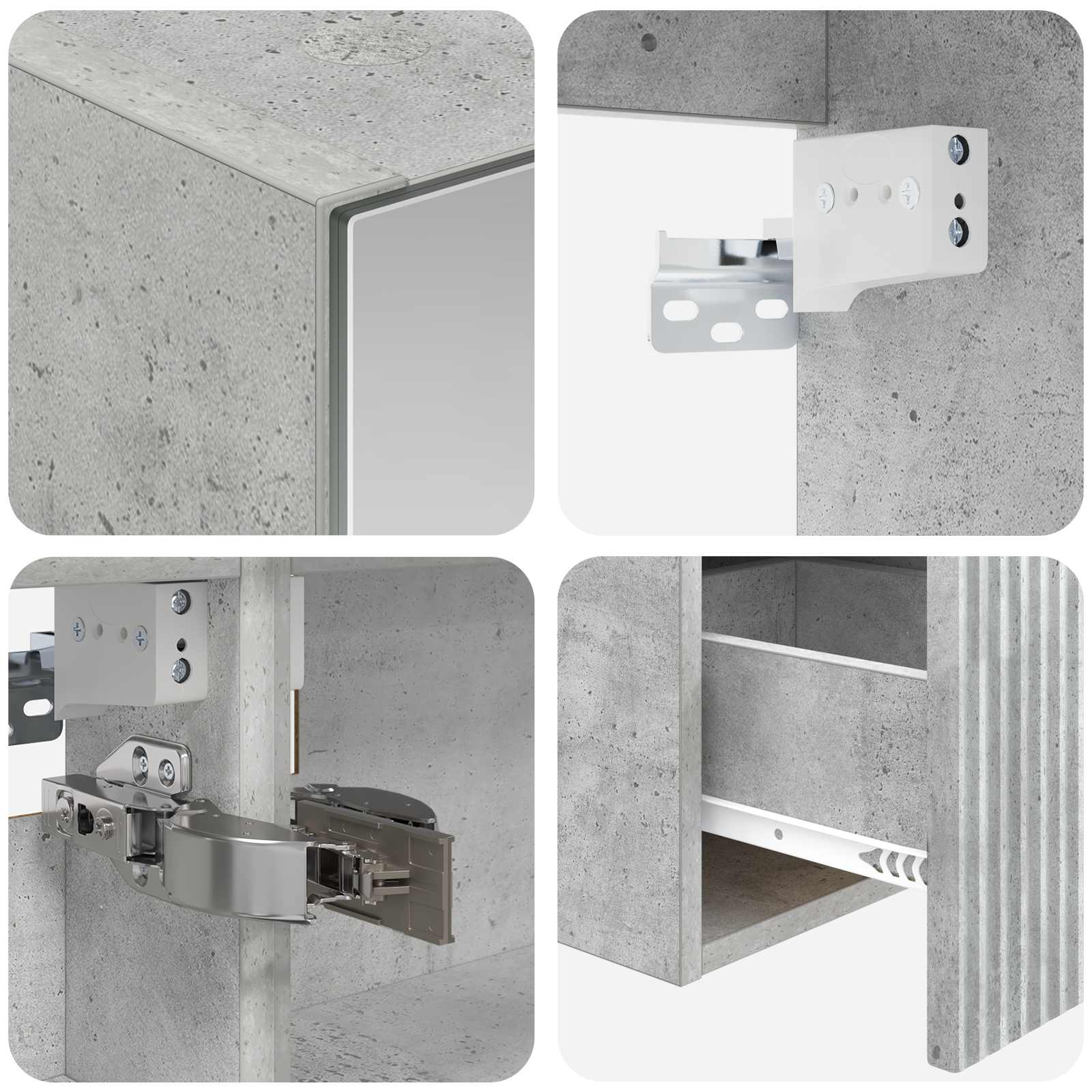 Set ormarića za kupaonicu 5 pcs Betonska siva 50 x 14,5 x 70 cm