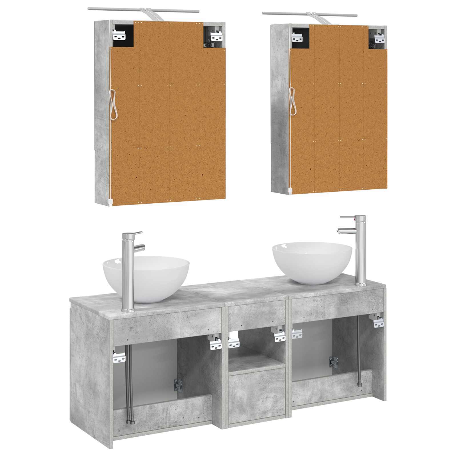 Set ormarića za kupaonicu 5 pcs Betonska siva 50 x 14,5 x 70 cm
