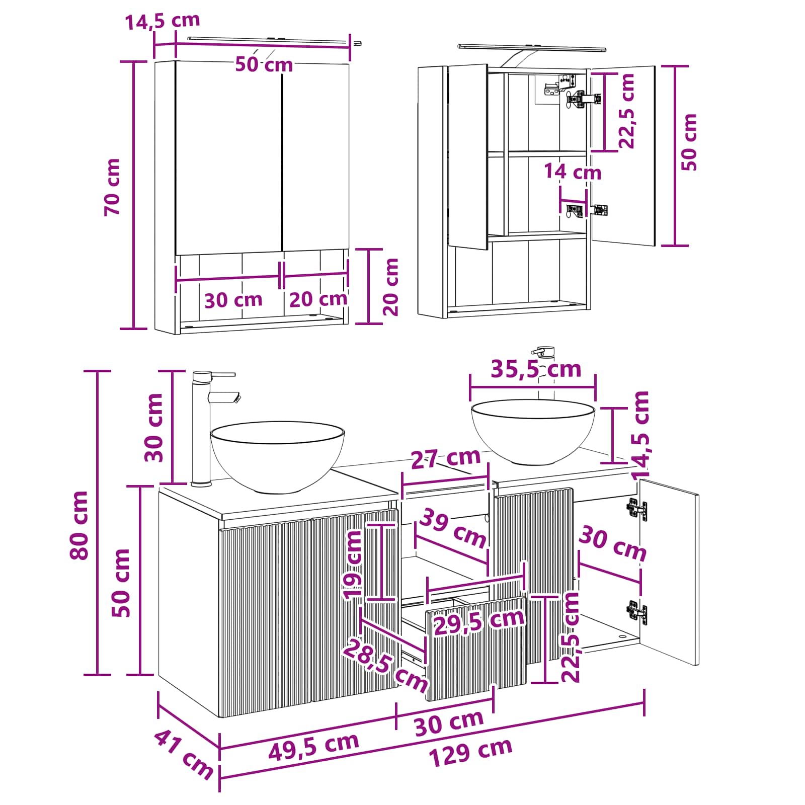 Set ormarića za kupaonicu 5 pcs Dimljeni hrast