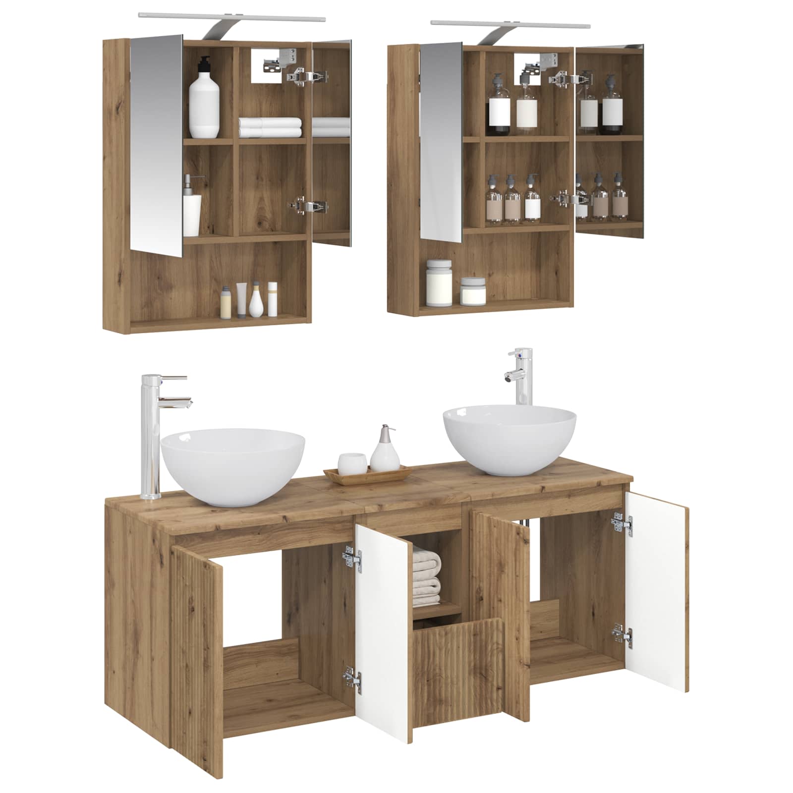 Set ormarića za kupaonicu 5 pcs Hrast artisan 50 x 14,5 x 70 cm