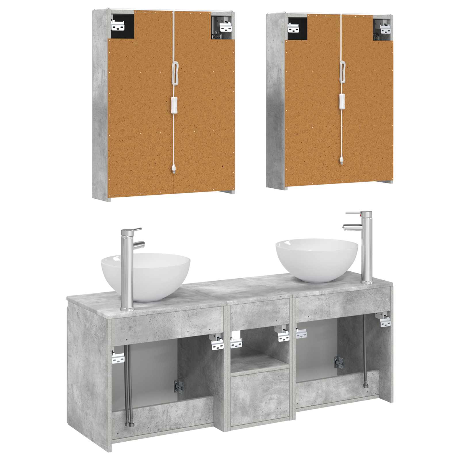 Set ormarića za kupaonicu 5 pcs Betonska siva 53 x 15,5 x 70 cm