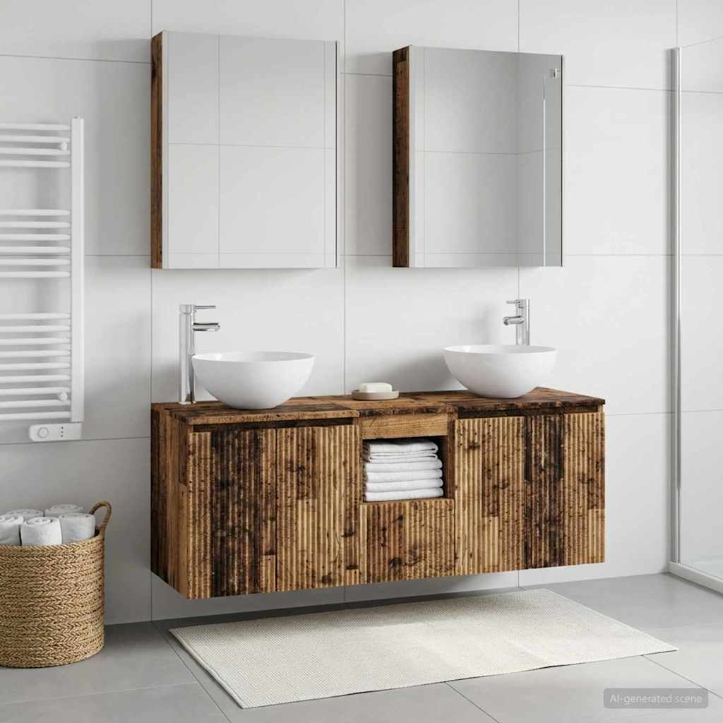 Set ormarića za kupaonicu 5 pcs Staro drvo 53 x 15,5 x 70 cm