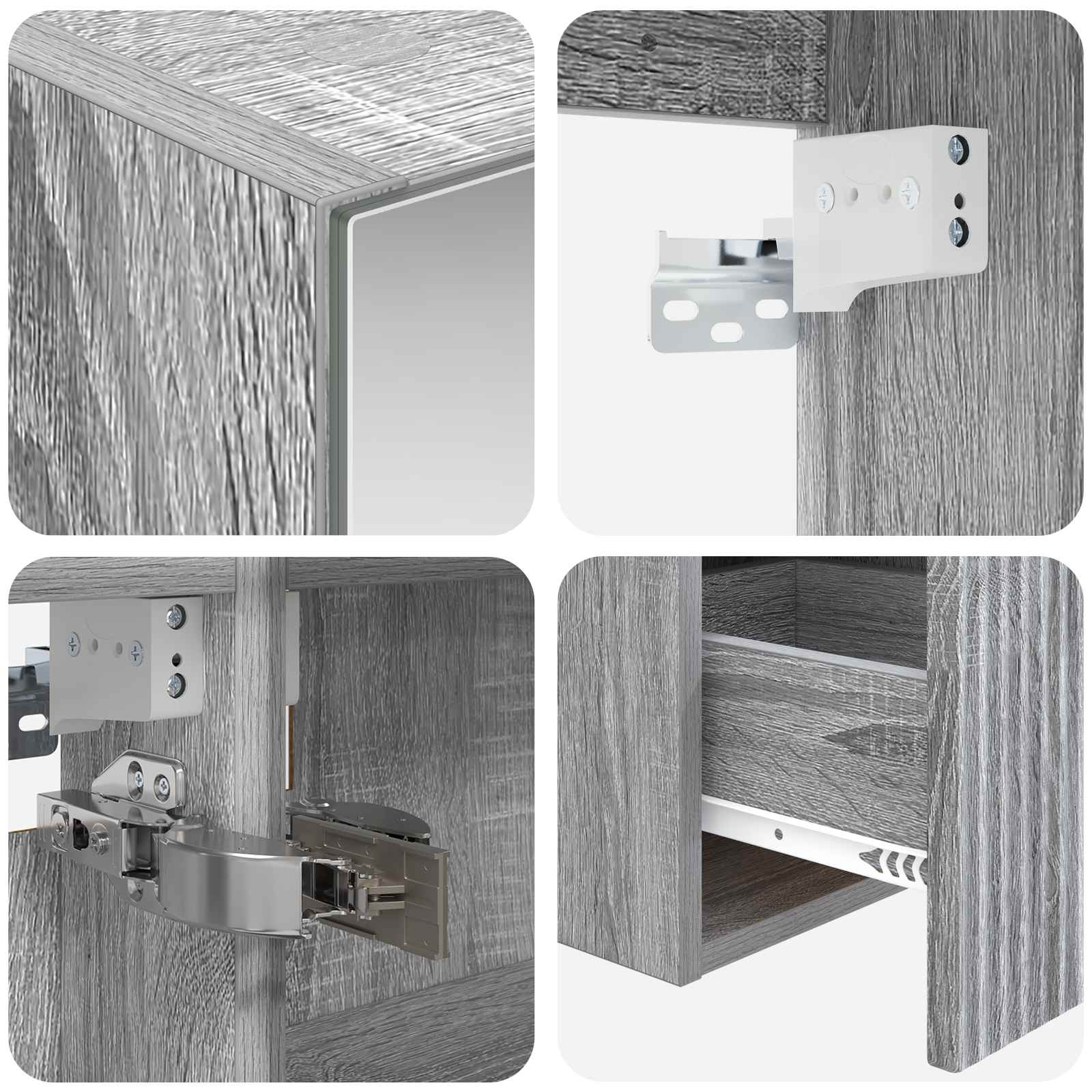 Set ormarića za kupaonicu 4 pcs Siva Sonoma 100 x 14,5 x 70 cm