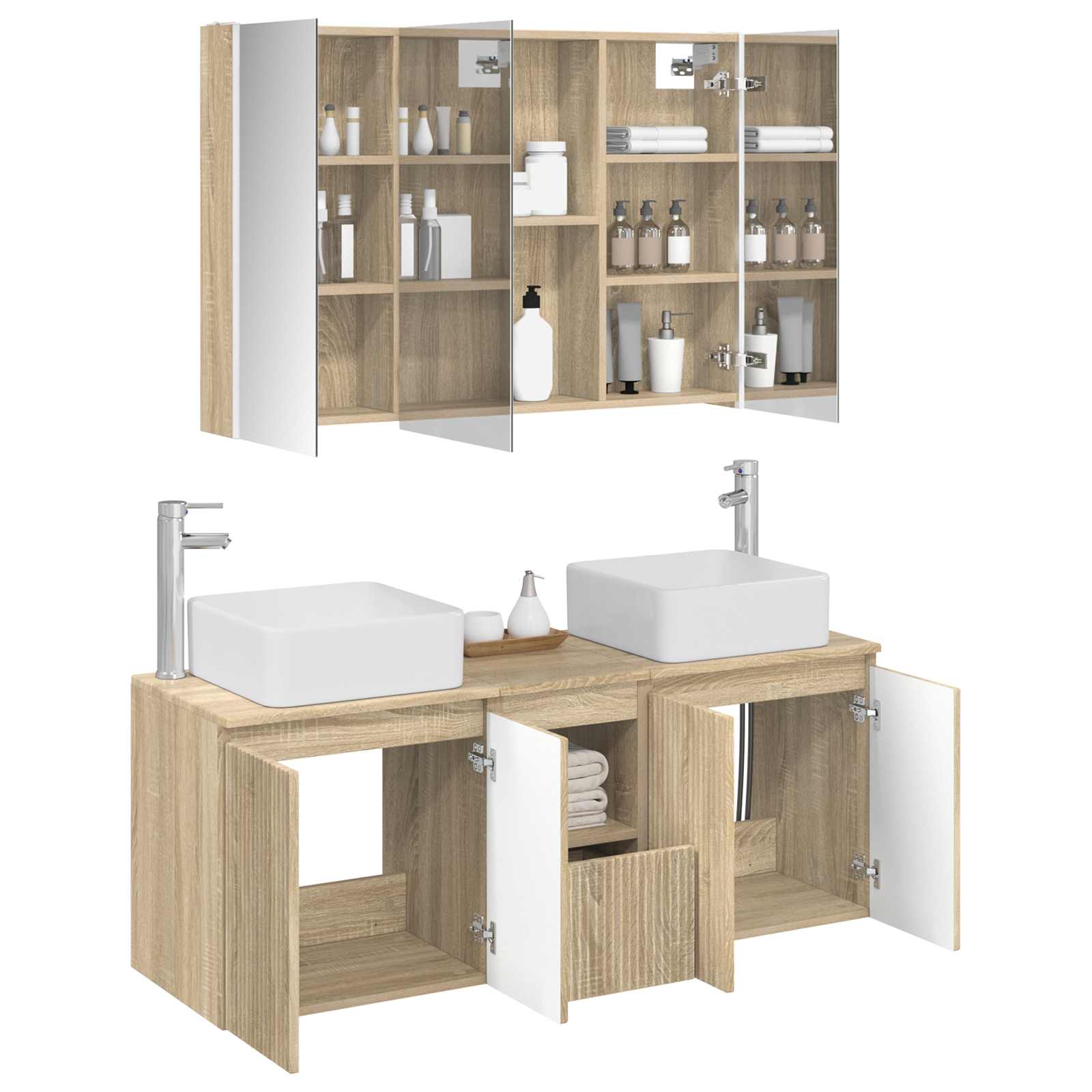 Set ormarića za kupaonicu 4 pcs Hrast sonoma Konstruirano drvo