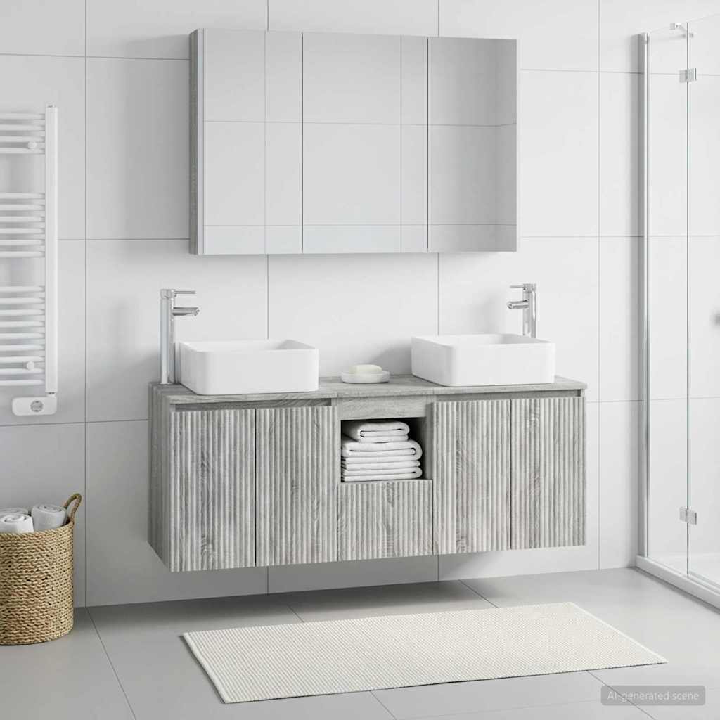 Set ormarića za kupaonicu 4 pcs Siva Sonoma Konstruirano drvo