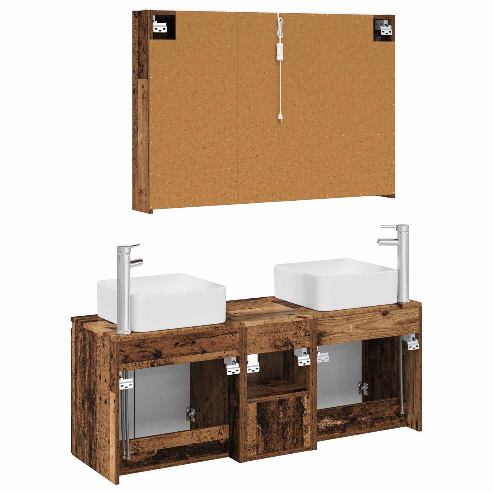Set ormarića za kupaonicu 4 pcs Staro drvo Konstruirano drvo