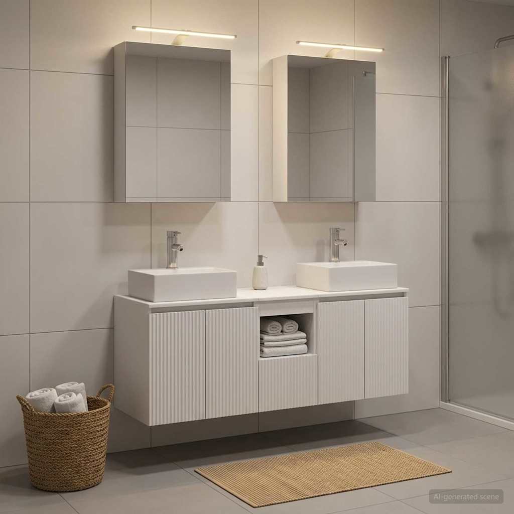 Set ormarića za kupaonicu 5 pcs Bijela Konstruirano drvo