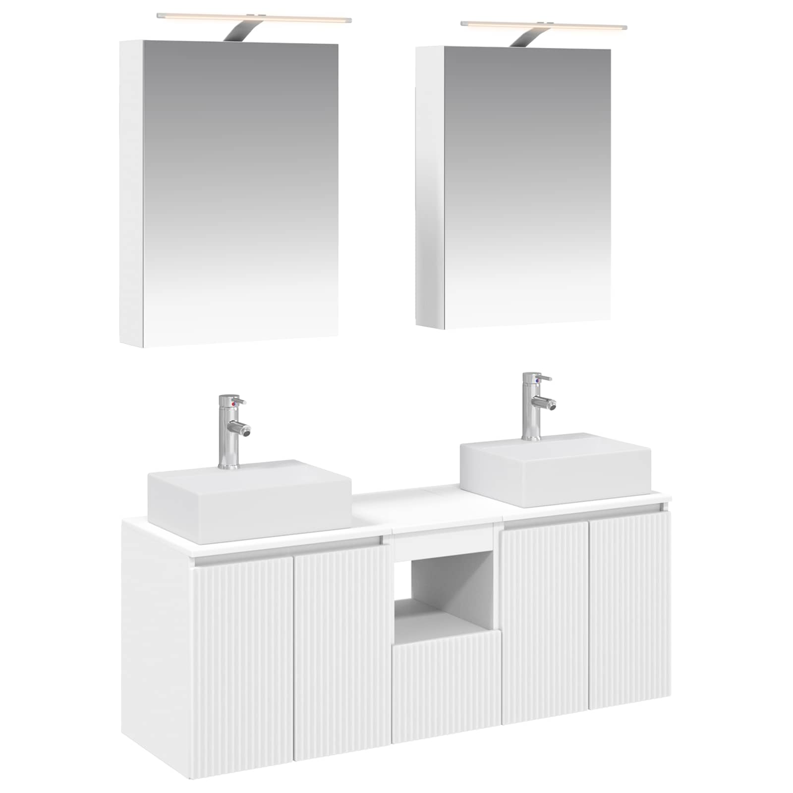 Set ormarića za kupaonicu 5 pcs Bijela Konstruirano drvo