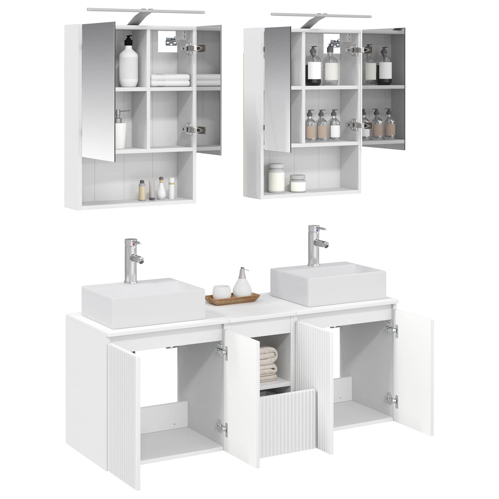 Set ormarića za kupaonicu 5 pcs Bijela Konstruirano drvo
