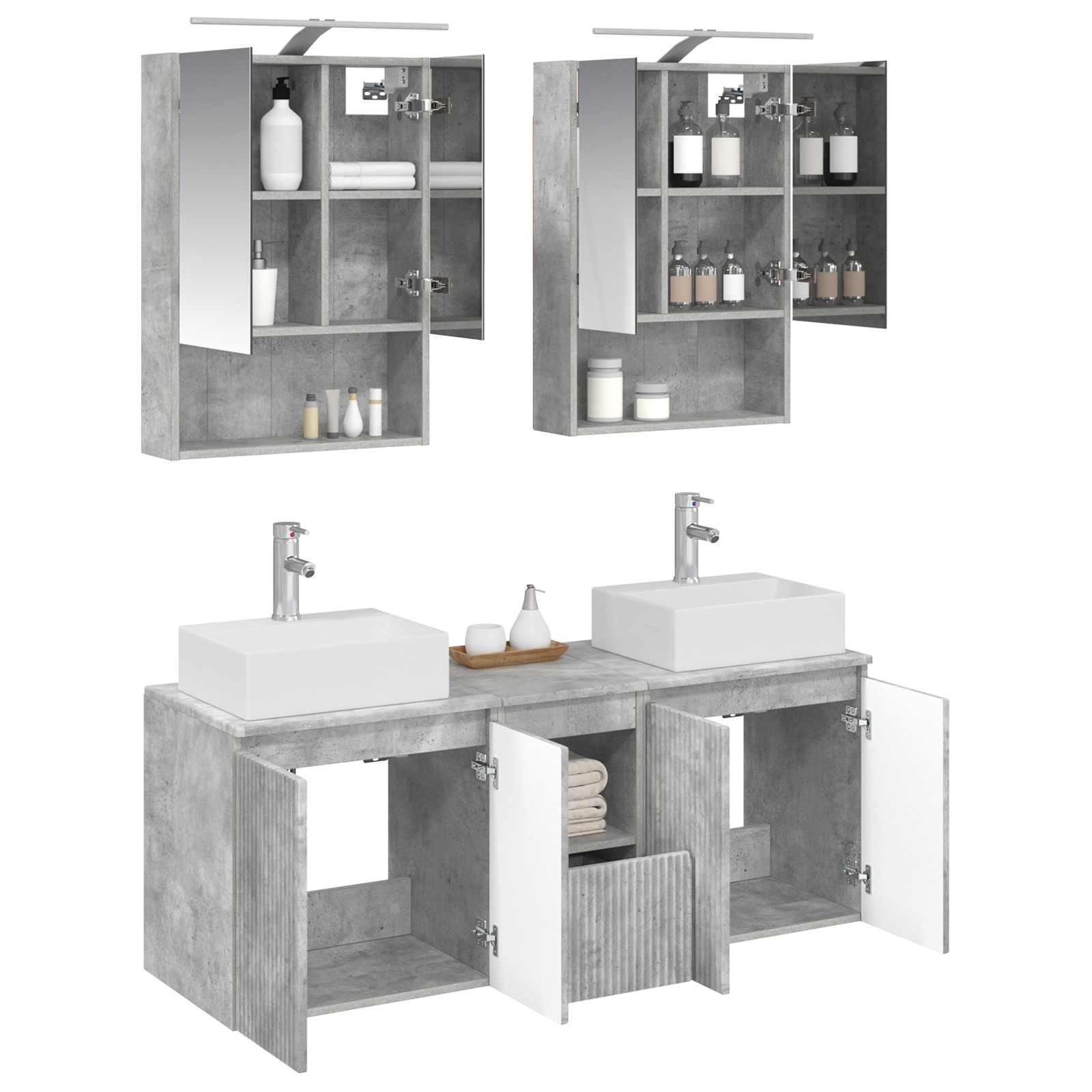Set ormarića za kupaonicu 5 pcs Betonska siva Konstruirano drvo