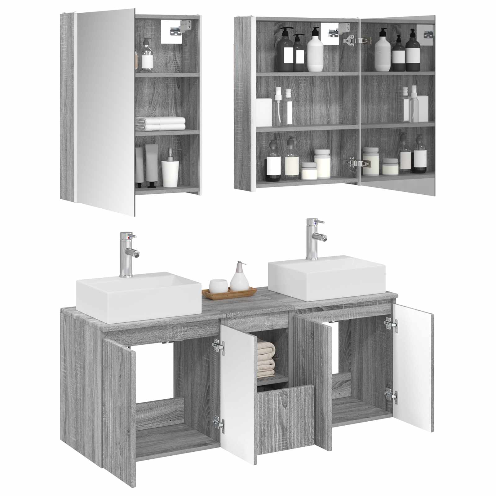 Set ormarića za kupaonicu 5 pcs Siva Sonoma Konstruirano drvo