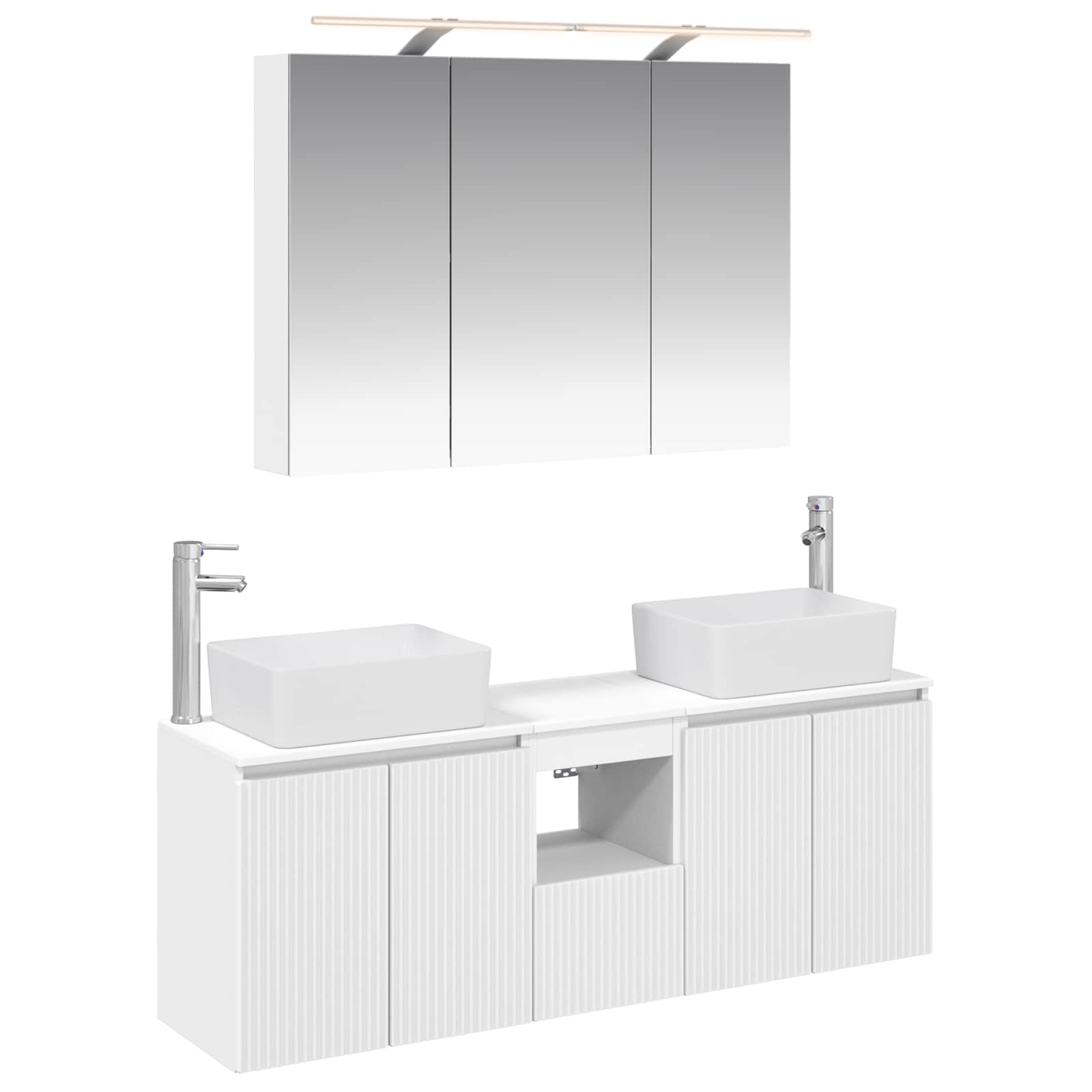 Set ormarića za kupaonicu 4 pcs Bijela Konstruirano drvo