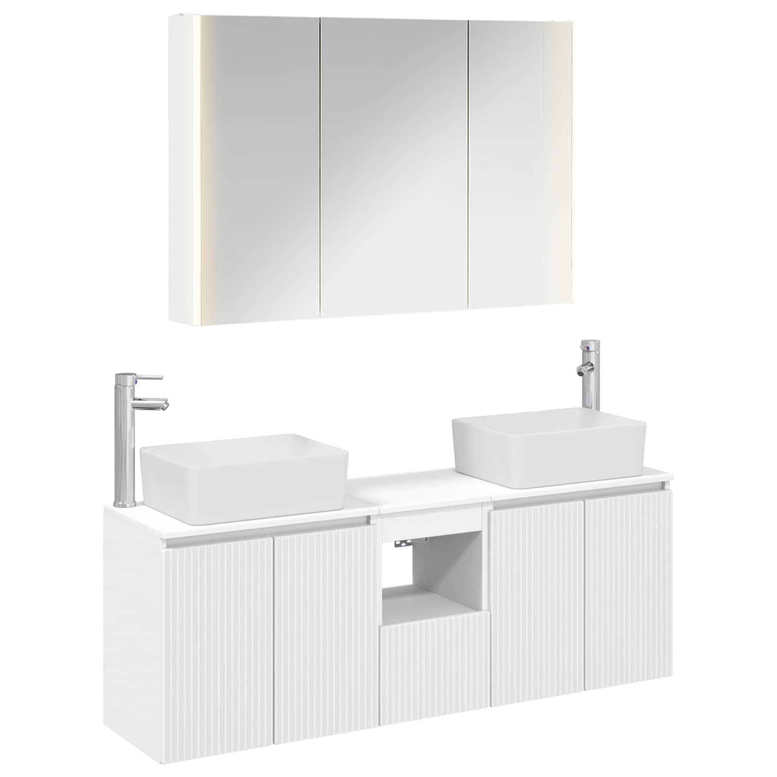 Set ormarića za kupaonicu 4 pcs Bijela Konstruirano drvo