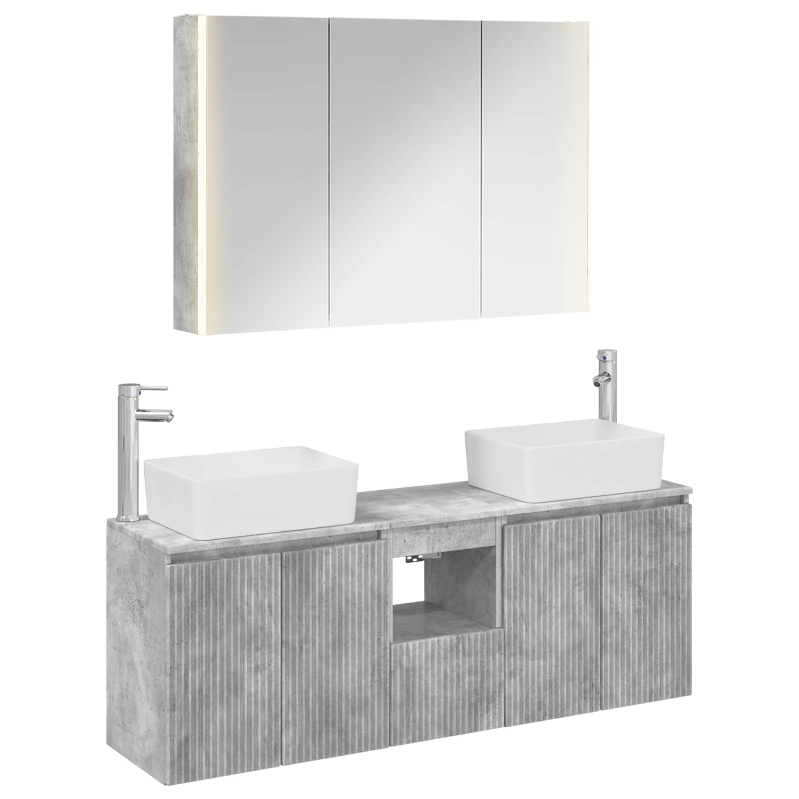 Set ormarića za kupaonicu 4 pcs Betonska siva Konstruirano drvo