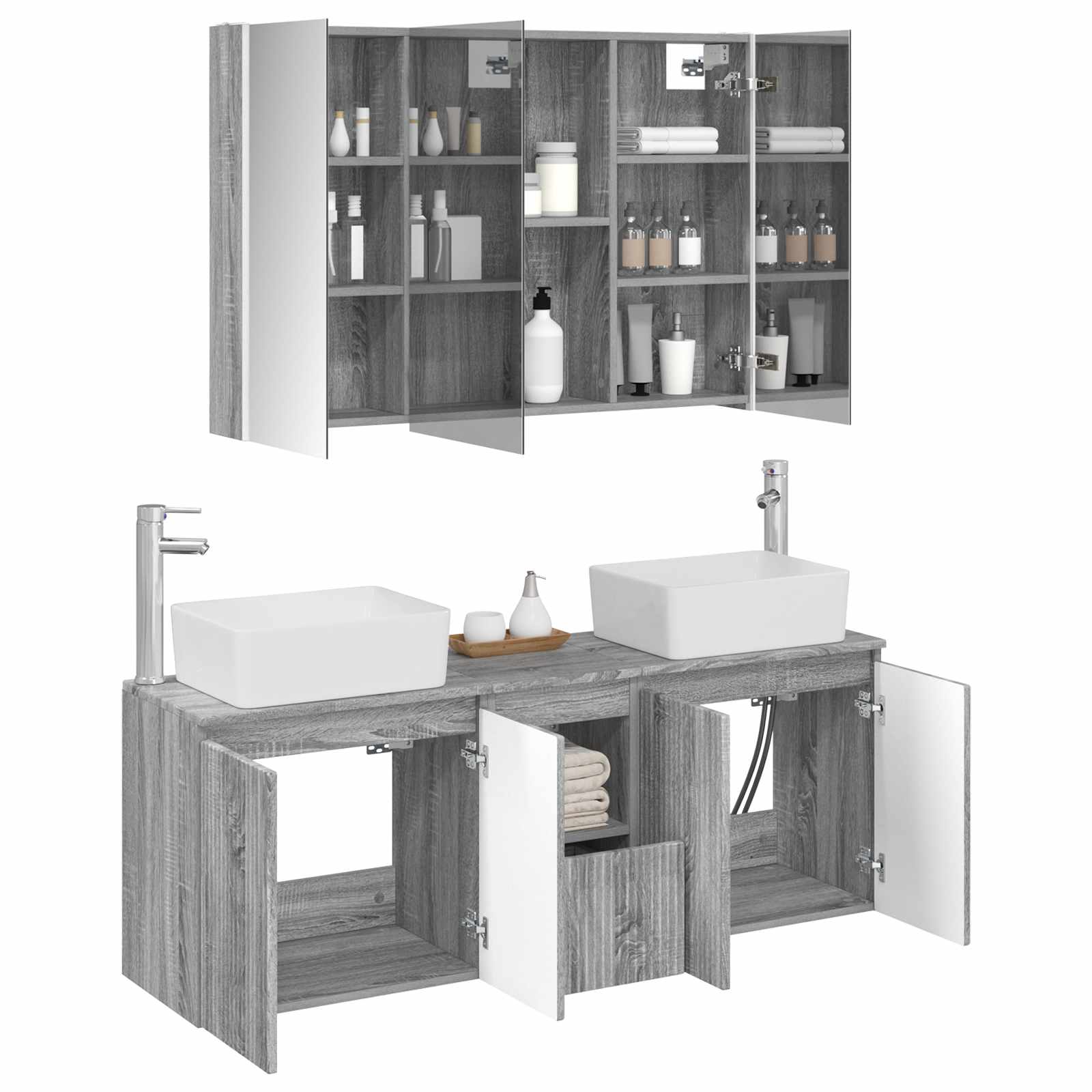 Set ormarića za kupaonicu 4 pcs Siva Sonoma Konstruirano drvo
