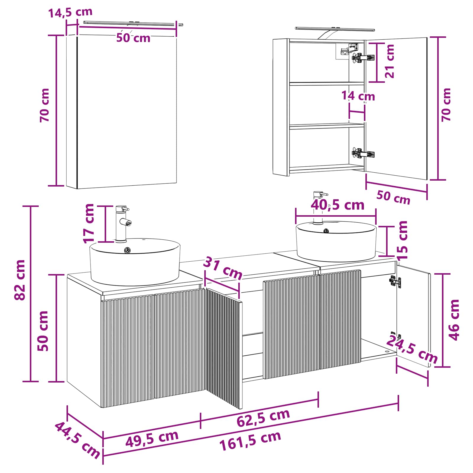 Set ormarića za kupaonicu 5 pcs Hrast artisan Konstruirano drvo