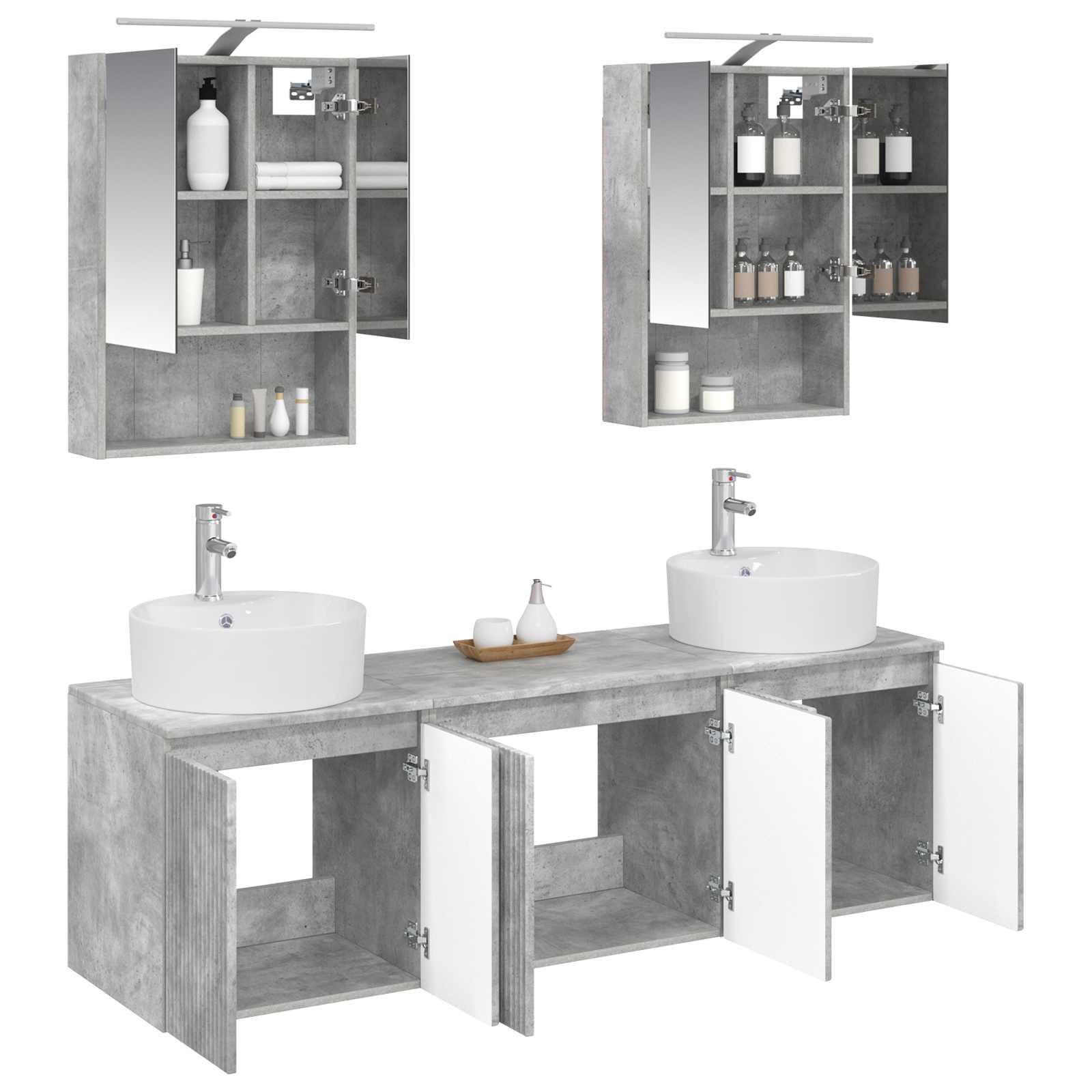 Set ormarića za kupaonicu 5 pcs Betonska siva Konstruirano drvo