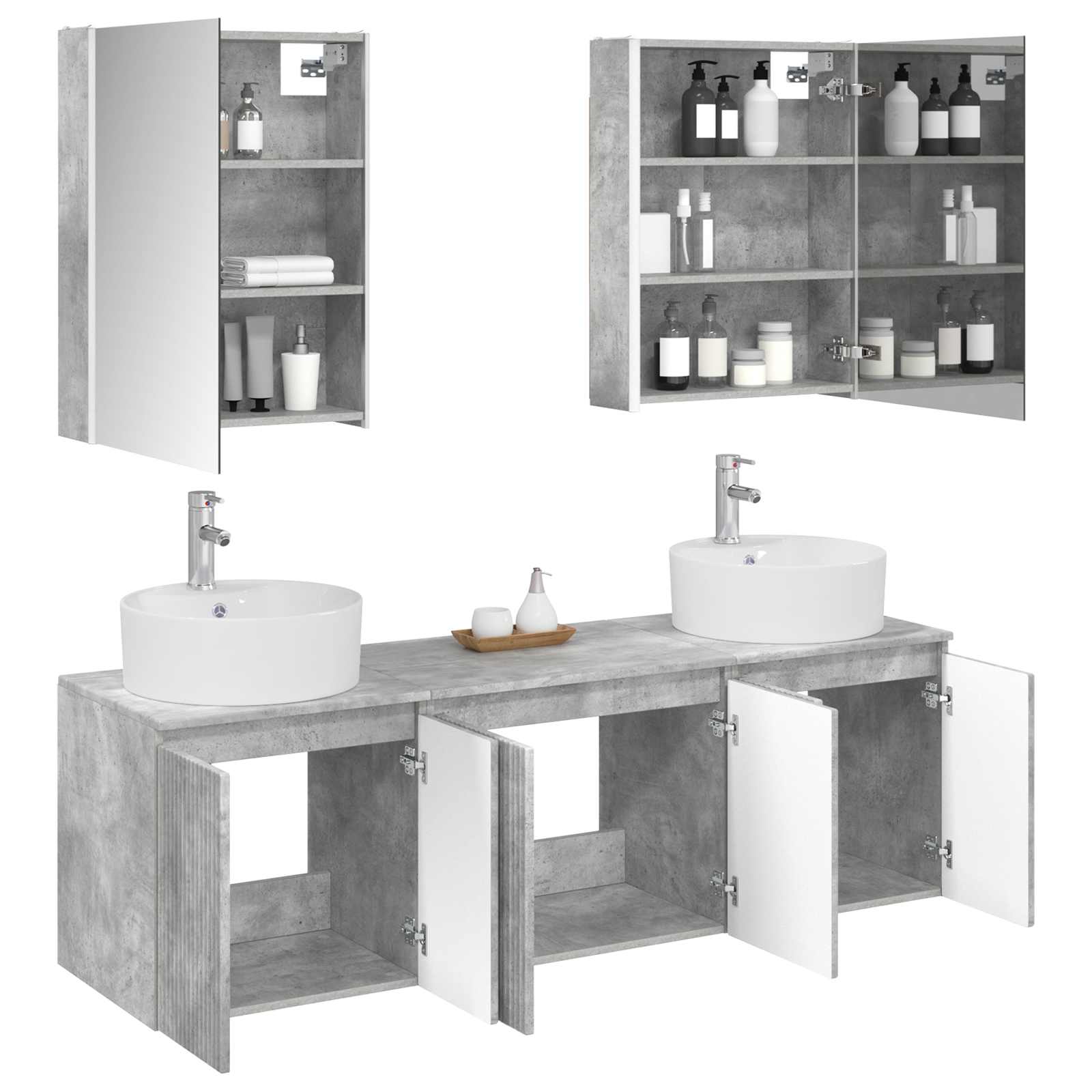 Set ormarića za kupaonicu 5 pcs Betonska siva Konstruirano drvo