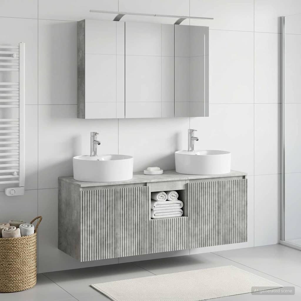 Set ormarića za kupaonicu 4 pcs Betonska siva Konstruirano drvo