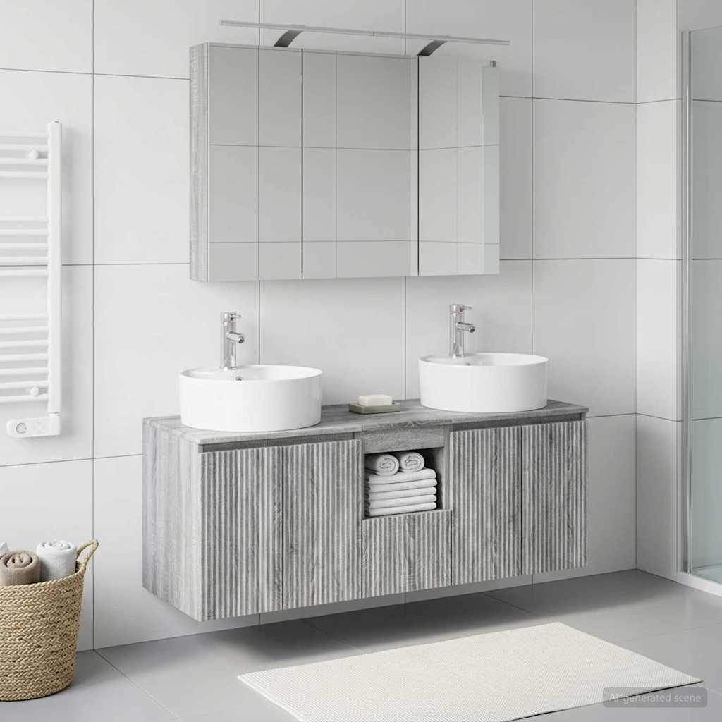 Set ormarića za kupaonicu 4 pcs Siva Sonoma Konstruirano drvo