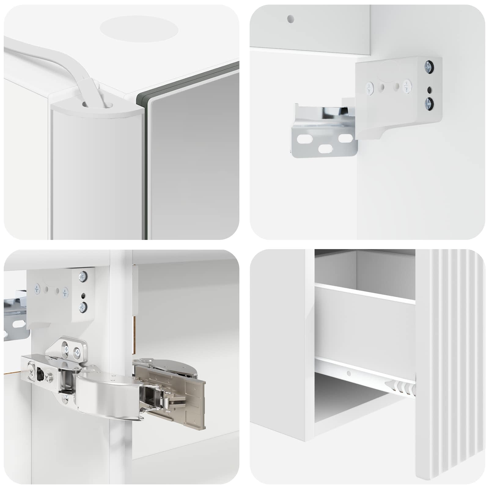 Set ormarića za kupaonicu 4 pcs Bijela Konstruirano drvo