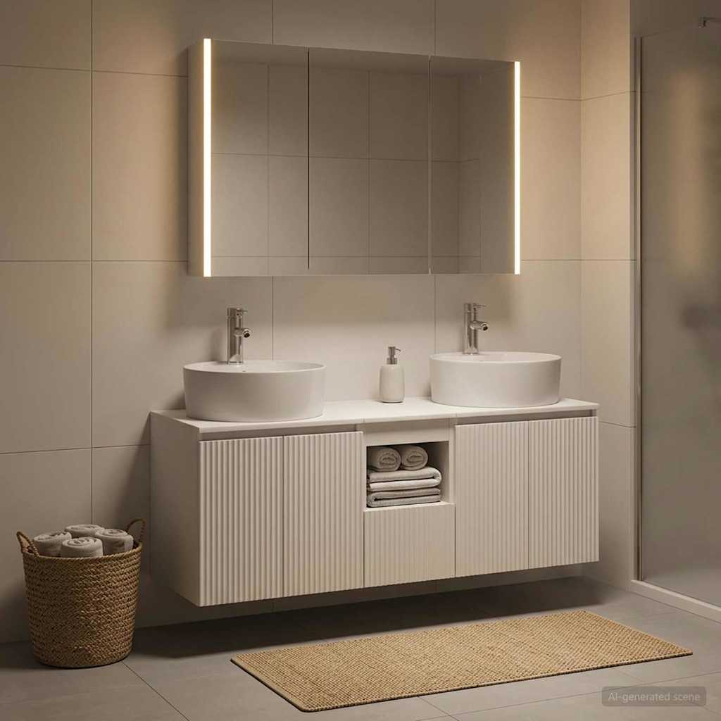 Set ormarića za kupaonicu 4 pcs Bijela Konstruirano drvo