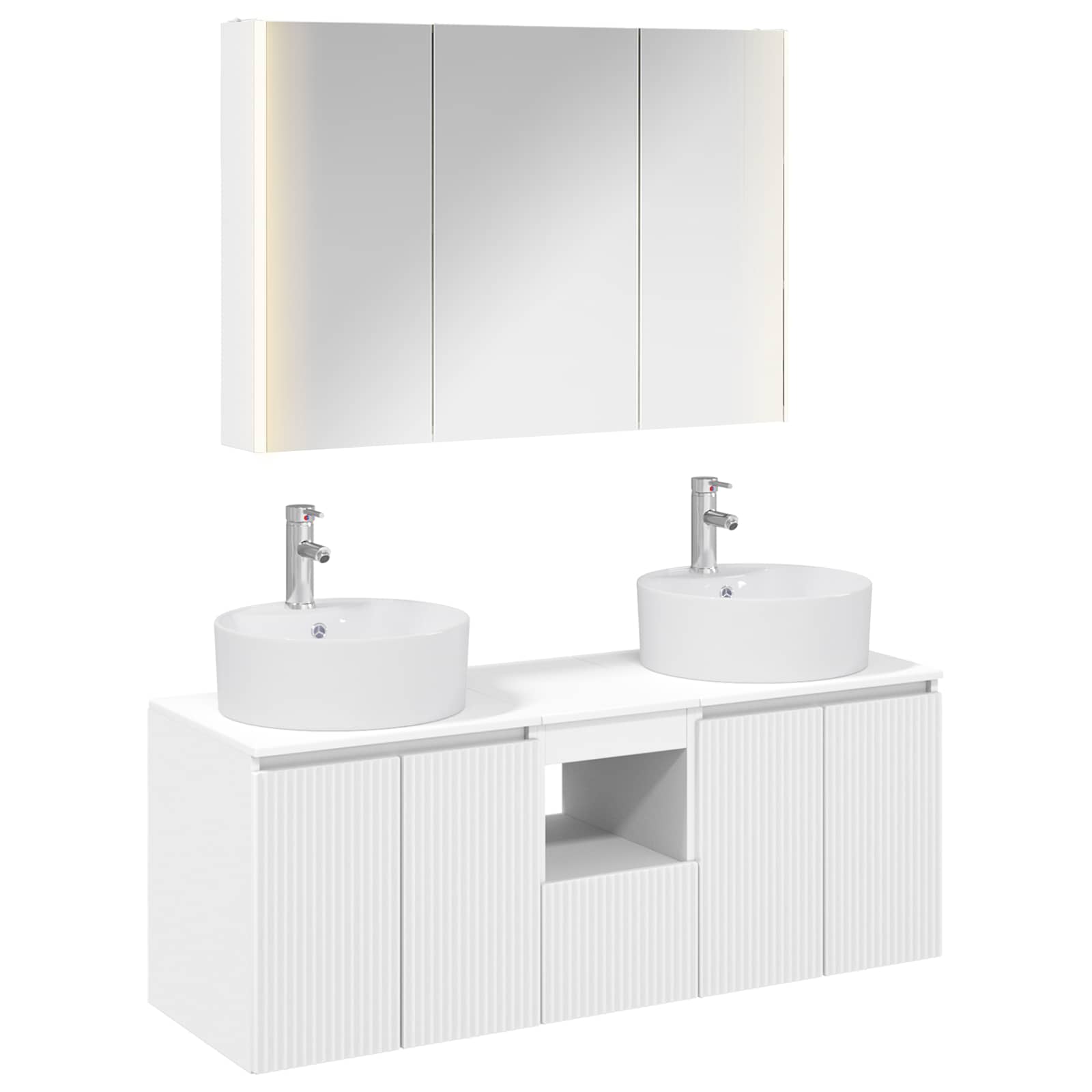 Set ormarića za kupaonicu 4 pcs Bijela Konstruirano drvo