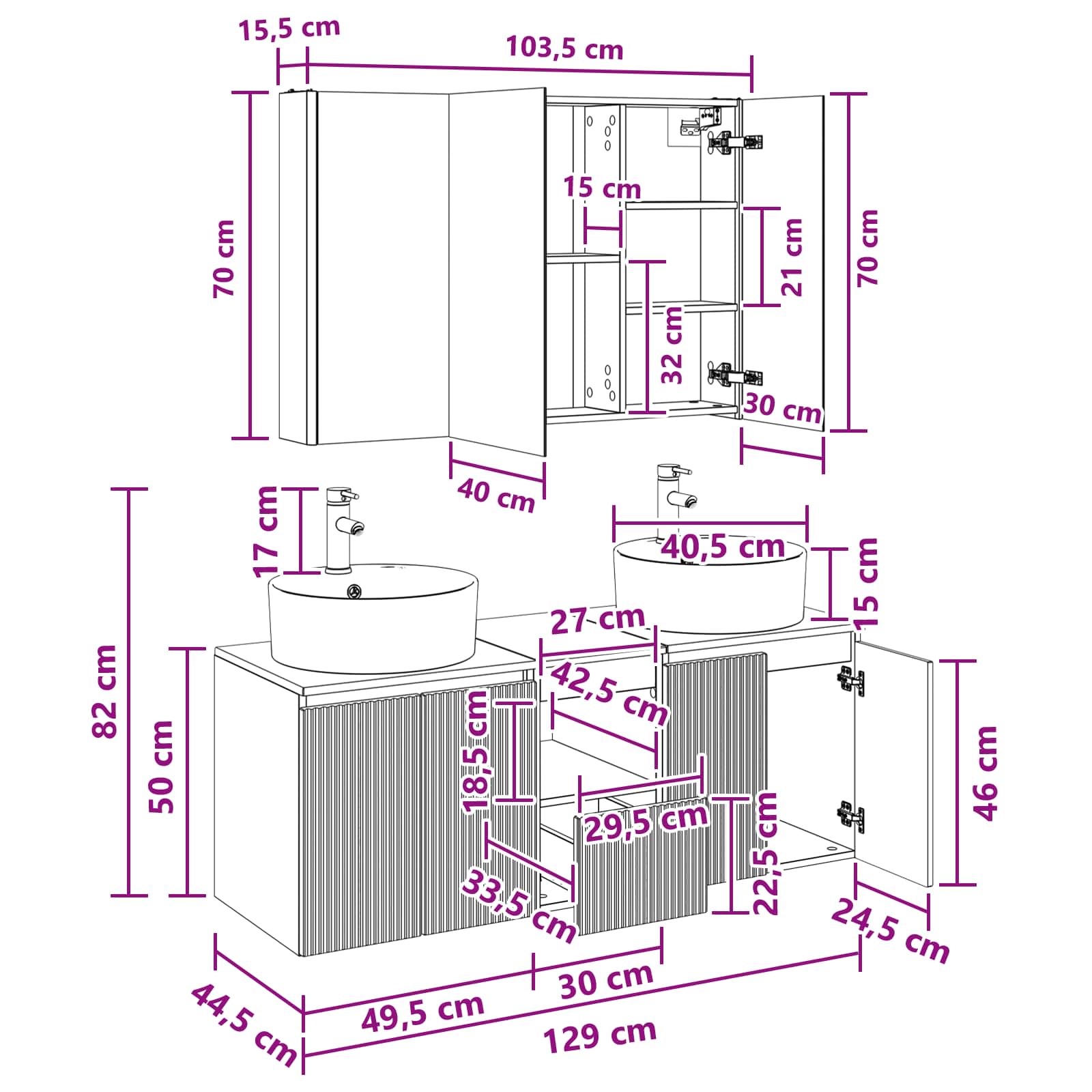 Set ormarića za kupaonicu 4 pcs Hrast sonoma Konstruirano drvo