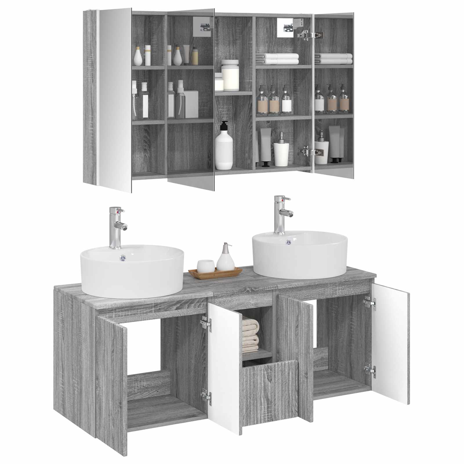 Set ormarića za kupaonicu 4 pcs Siva Sonoma Konstruirano drvo