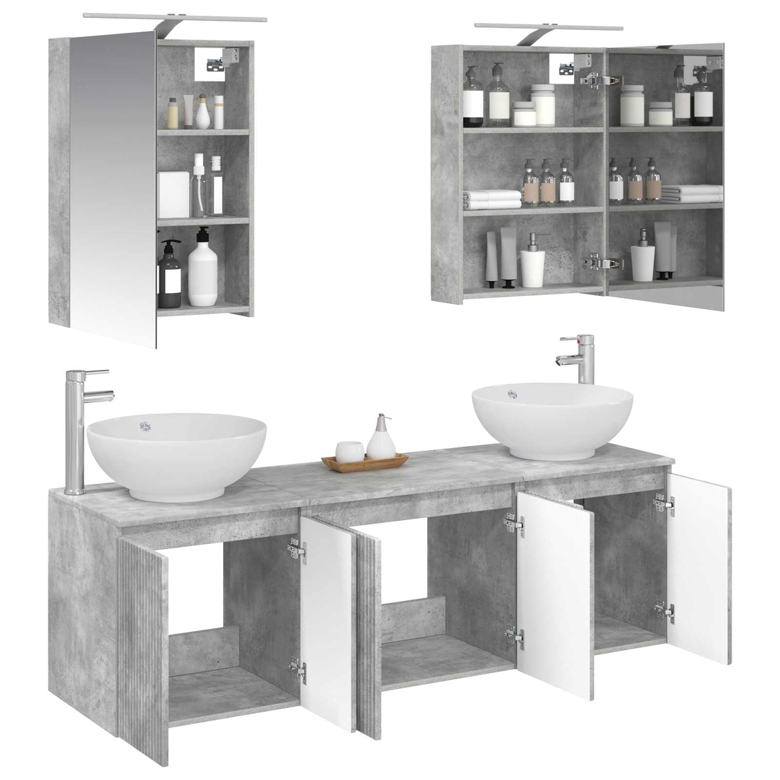 Set ormarića za kupaonicu 5 pcs Betonska siva Konstruirano drvo